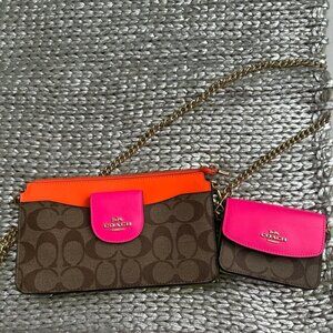 Coach Crossbody In Colorblock Signature Canvas Neon